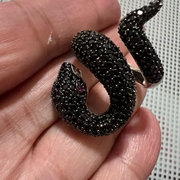 Stirring Silver 926 stamped and tested pave CZ snake ring NIOB - Picture 3 of 13